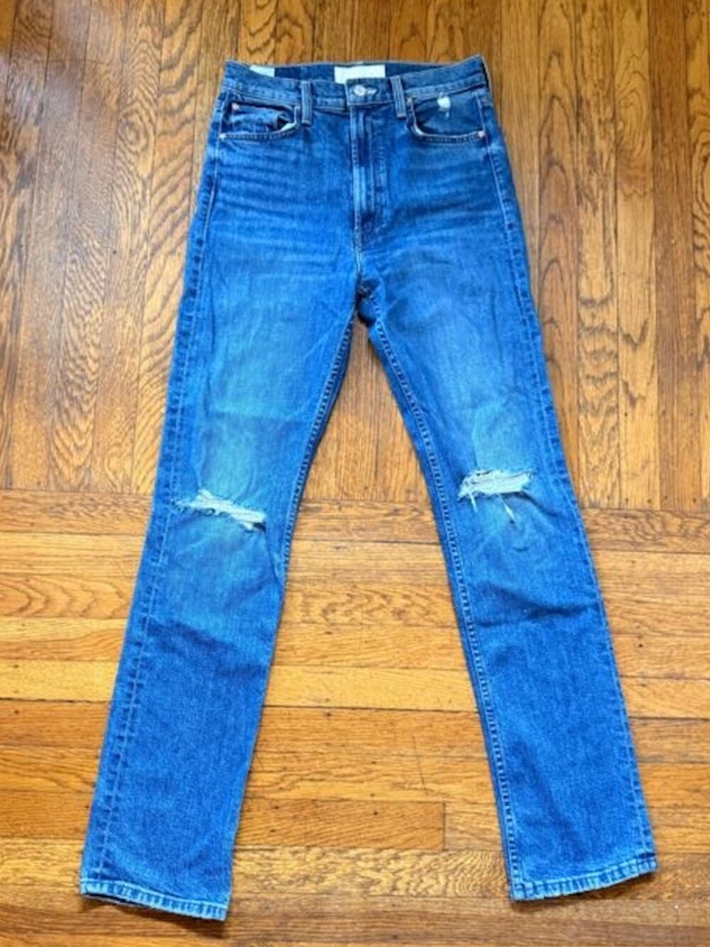Mother bootcut ripped jeans